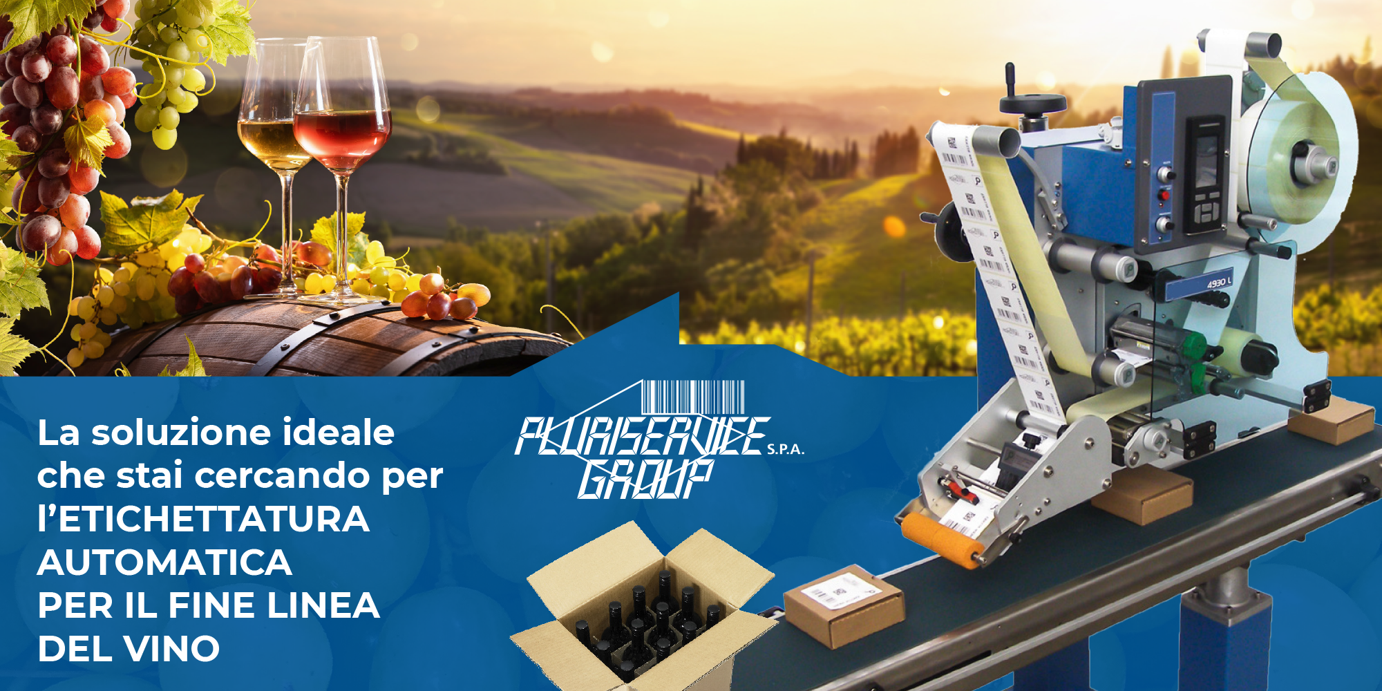 Etichettatura automatica per il fine linea del vino