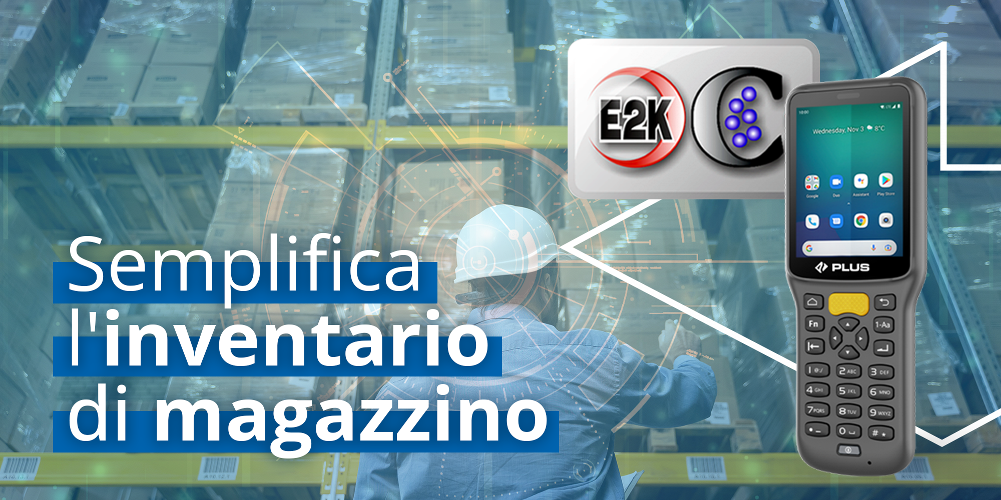 Inventario di magazzino con il terminale Plus 37 e il software E2K Collect